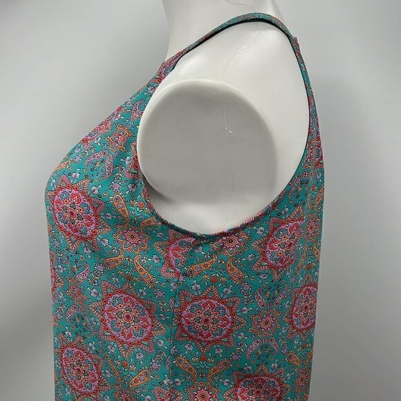 Cynthia Rowley mandala aqua orange tank top large - Picture 3 of 5